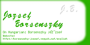 jozsef borsenszky business card